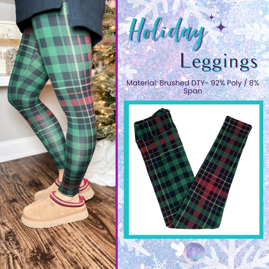 LuLaRoe Holiday Leggings - Evergreen Tartan