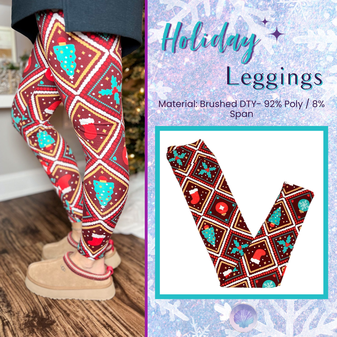 LuLaRoe LuLaRoe Holiday Leggings - Retro Ornaments 