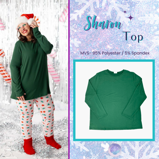 LuLaRoe Holiday Sharon - Solid Holly Jolly Green