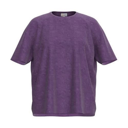 Alternate view of the LuLaRoe 2026 Halloween Luna Tee in Solid Violet Purple, showing the mineral-wash color and relaxed silhouette