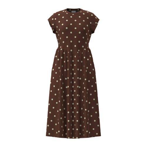 LuLaRoe Cassandra Cap Sleeve Midi Dress – Chocolate Brown & Ivory Polka Dots – product view