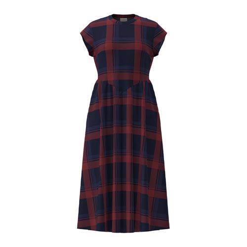 LuLaRoe Cassandra Cap Sleeve Midi Dress – Burgundy Red & Navy Blue Plaid – product view