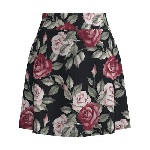 LuLaRoe Eileen Skort - Black, Burgundy & Blush Rose Floral
