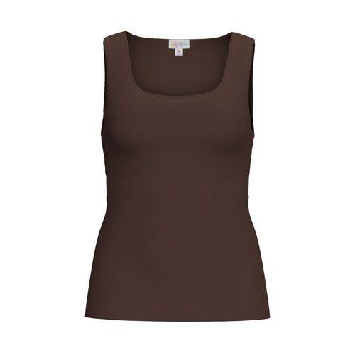 Front view of the LuLaRoe Robyn Fitted Tank in solid espresso brown