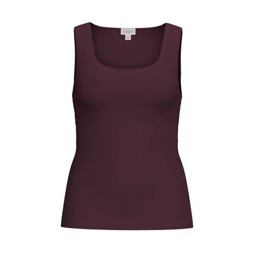 Front view of the LuLaRoe Robyn Fitted Tank in solid deep plum