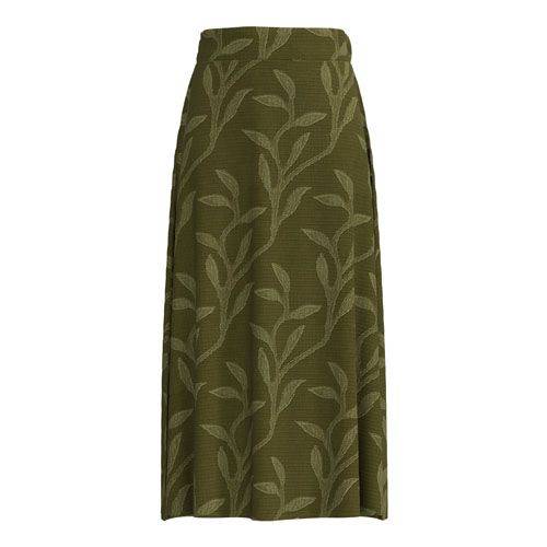 LuLaRoe Aurelia Maxi Skirt - Solid Olive Green Tonal Leaf Vine - product view
