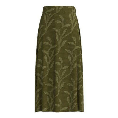 LuLaRoe Aurelia Maxi Skirt - Solid Olive Green Tonal Leaf Vine - product view