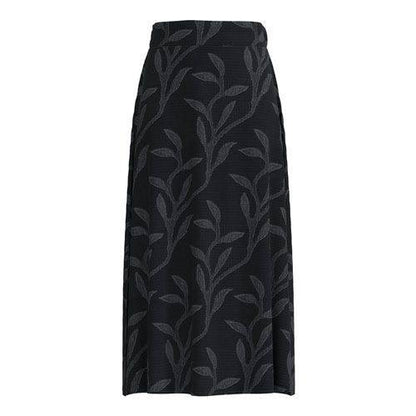 LuLaRoe Aurelia Maxi Skirt - Solid Black Tonal Leaf Vine - product view