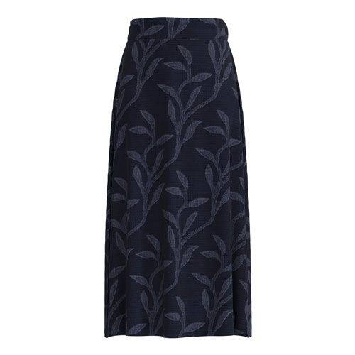 LuLaRoe Aurelia Maxi Skirt - Solid Navy Blue Tonal Leaf Vine - product view