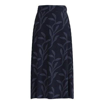 LuLaRoe Aurelia Maxi Skirt - Solid Navy Blue Tonal Leaf Vine - product view
