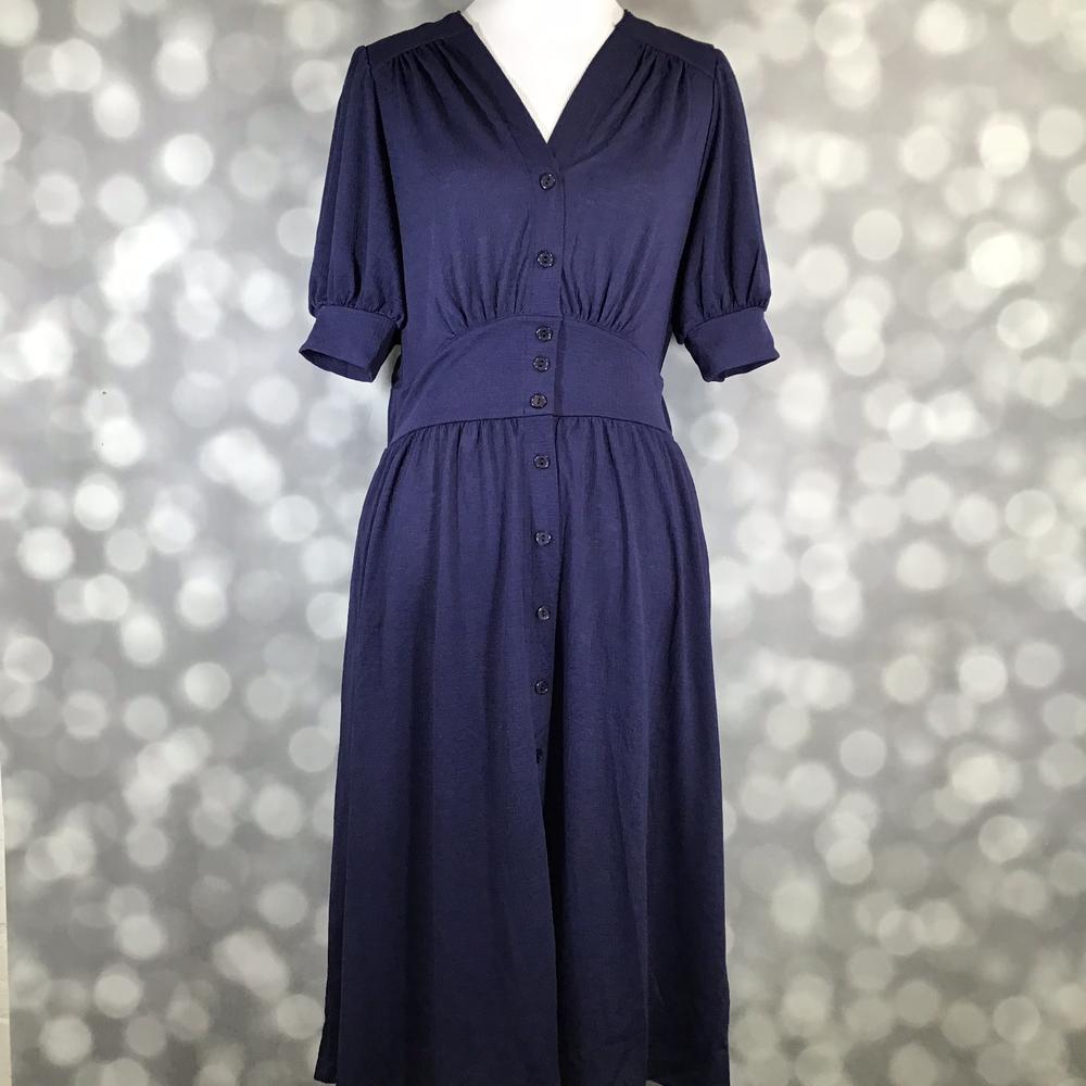 LuLaRoe Skyler Midi Button Front Dress - Solid Midnight Navy
