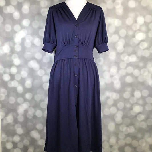 LuLaRoe Skyler Midi Button Front Dress - Solid Midnight Navy