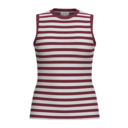 LuLaRoe Davy Rib Tank – Burgundy & Ivory Horizontal Stripe