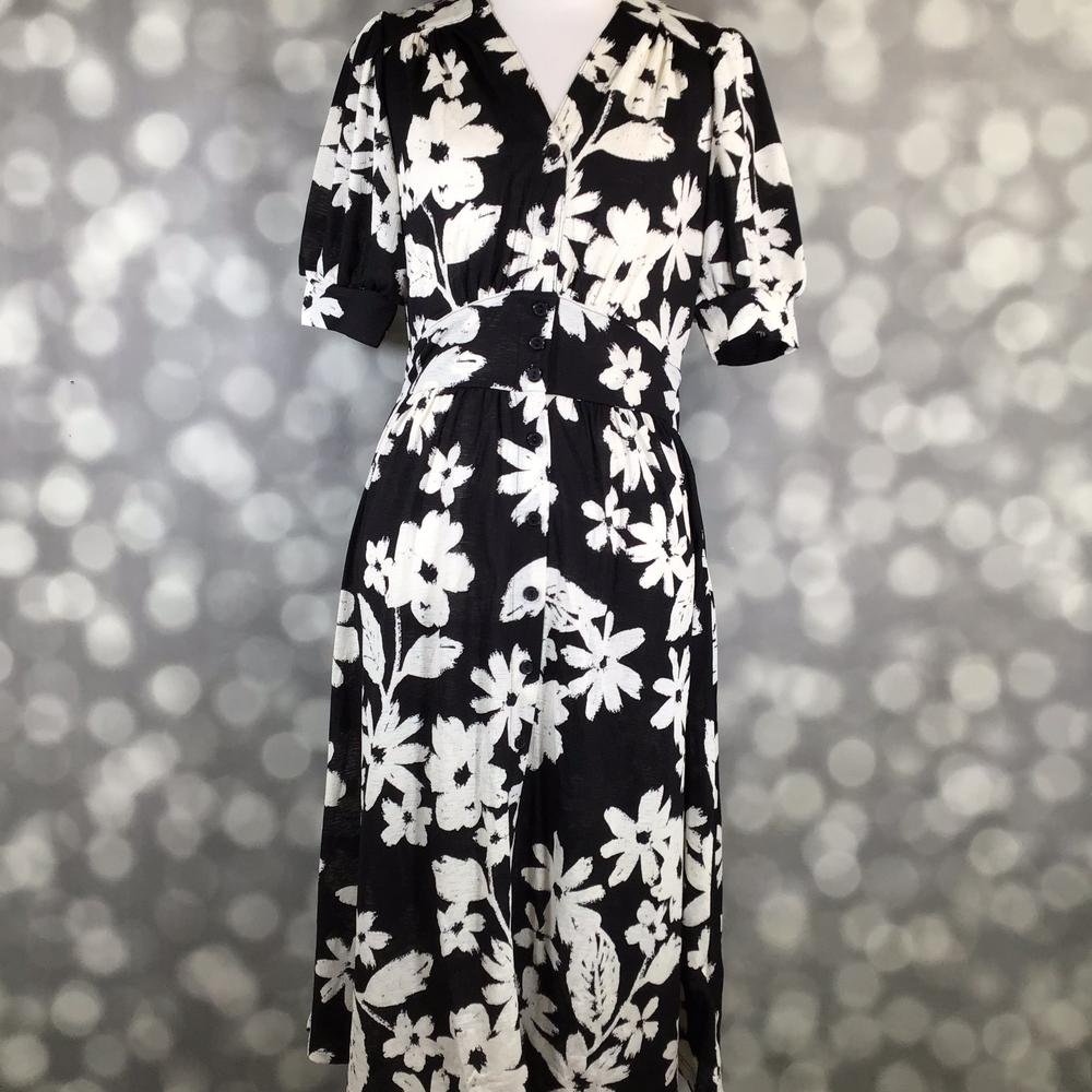 LuLaRoe Skyler Midi Button Front Dress - Midnight Botanical Bloom