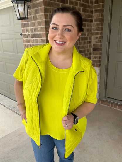 LuLaRoe LuLaRoe Hunter Zip-Up Vest – Solid Electric Citron 