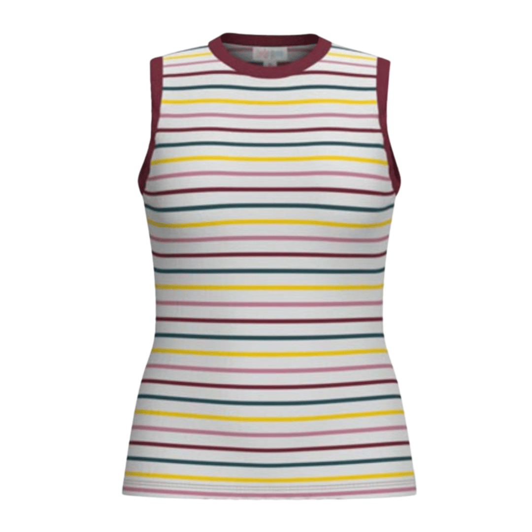 LuLaRoe Davy Rib Tank – Ivory Multicolor Fine Stripe