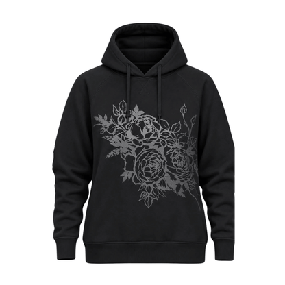 LuLaRoe Graphic Hoodie - Black & Charcoal Tonal Floral Graphic