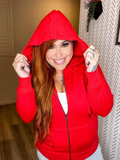 LuLaRoe LuLaRoe Essential Zip Hoodie - Solid True Crimson 