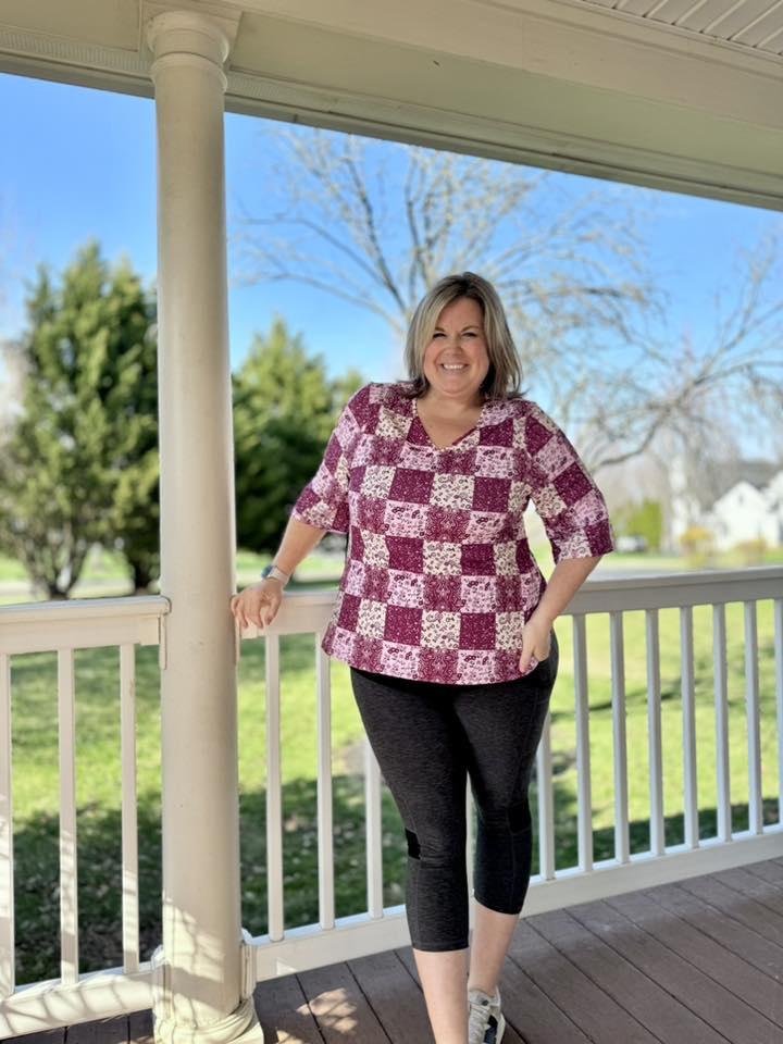 LuLaRoe LuLaRoe Eden Top - Vintage Rose Patchwork 
