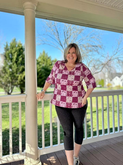 LuLaRoe LuLaRoe Eden Top - Vintage Rose Patchwork 