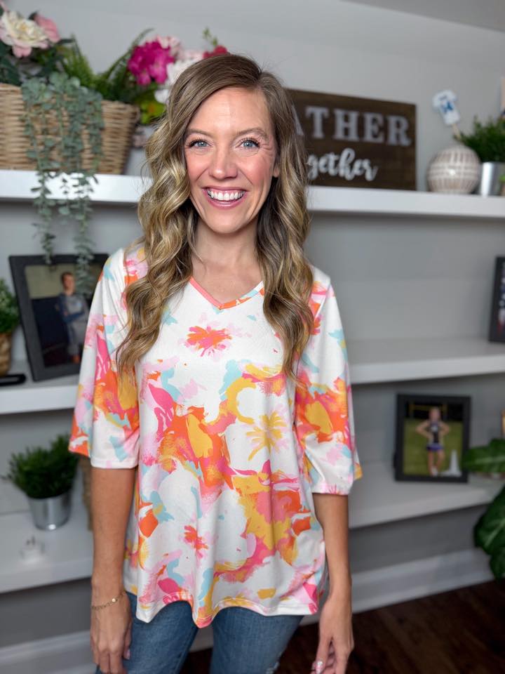 LuLaRoe LuLaRoe Eden Top - Sunset Splash Abstract Floral 
