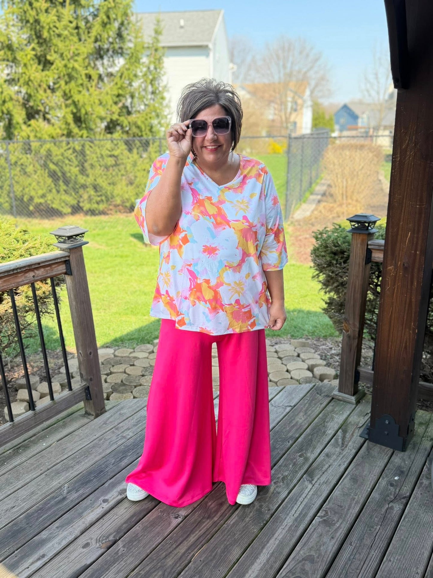LuLaRoe LuLaRoe Eden Top - Sunset Splash Abstract Floral 