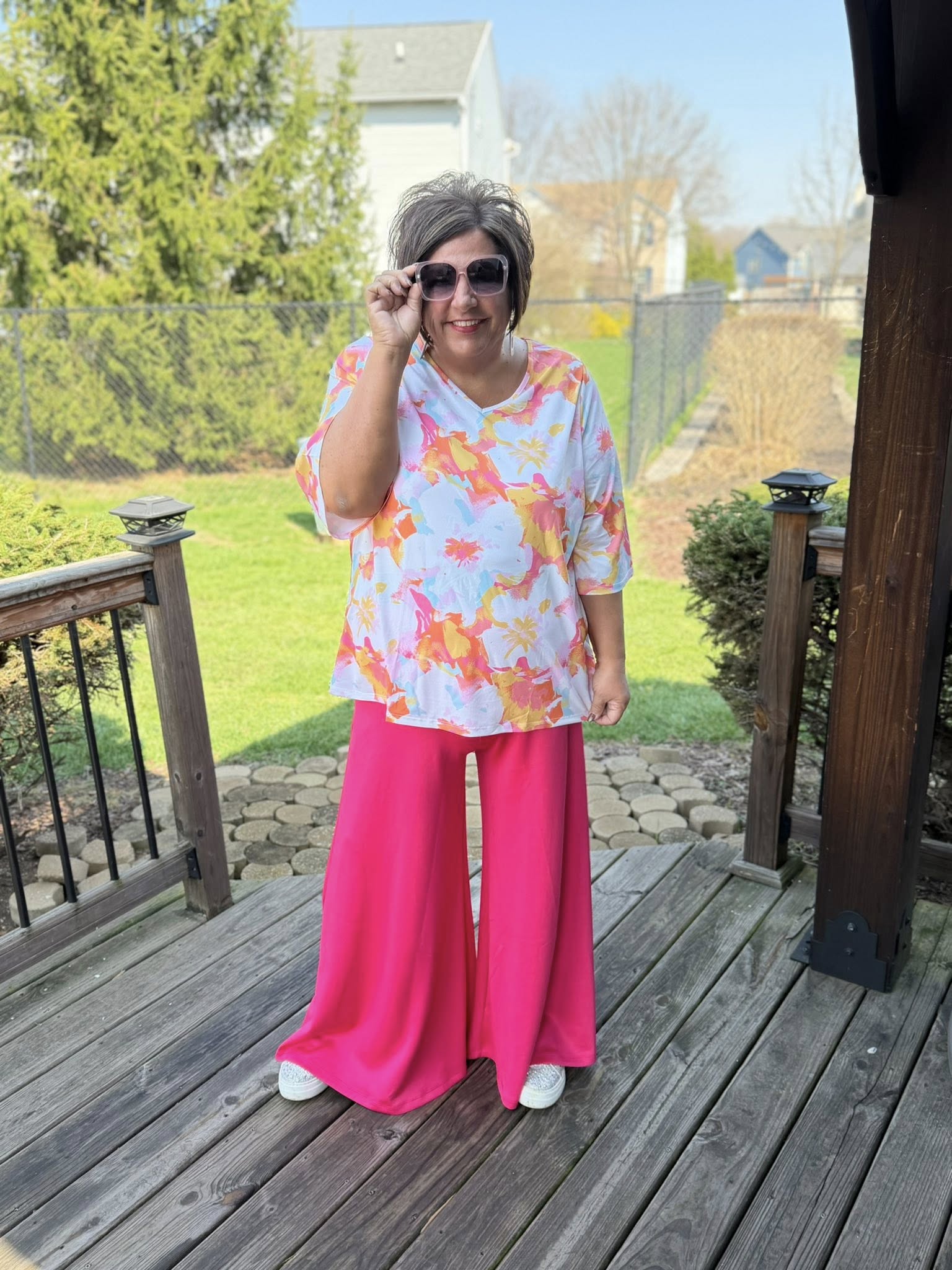LuLaRoe LuLaRoe Eden Top - Sunset Splash Abstract Floral 