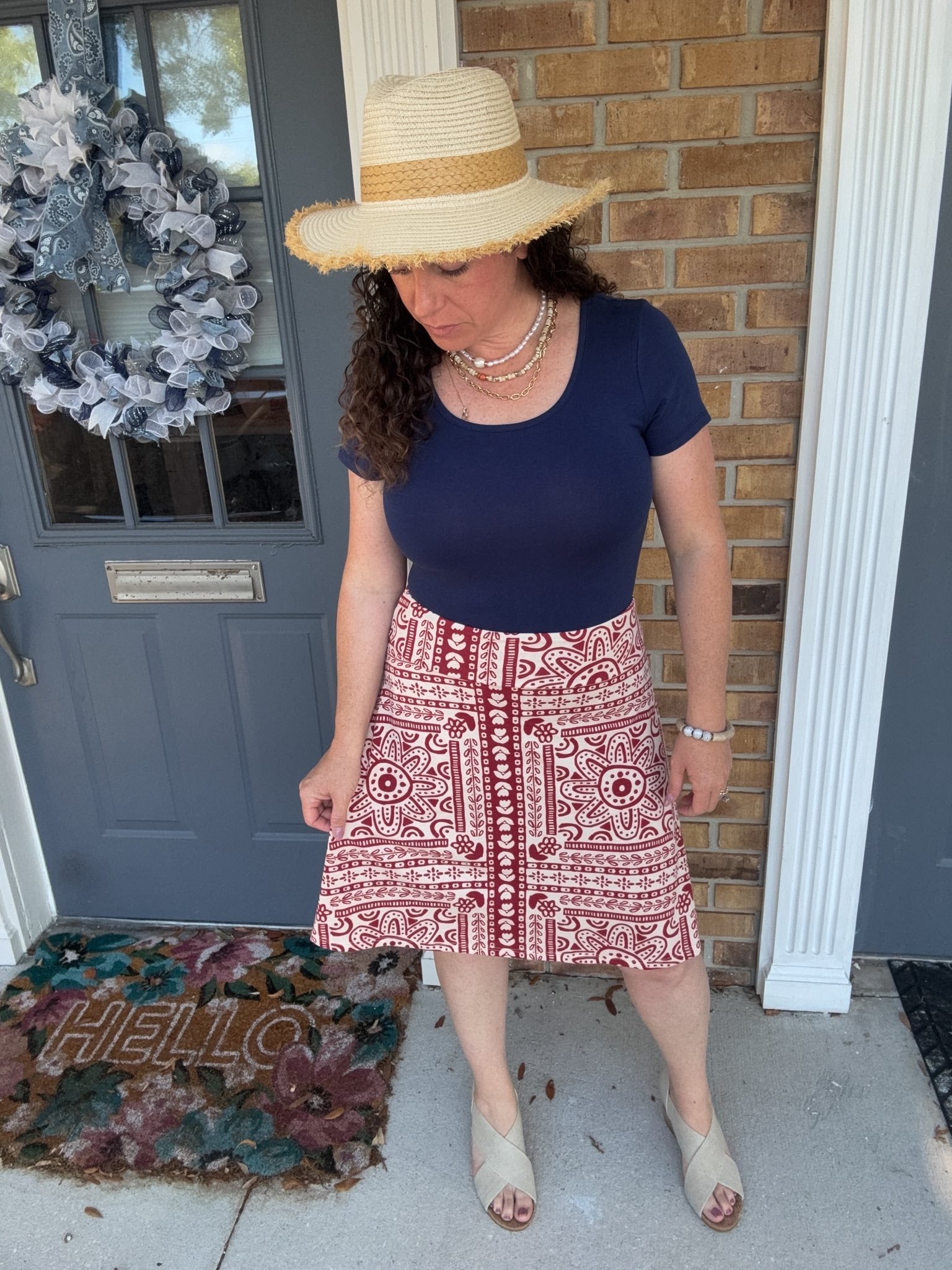 LuLaRoe LuLaRoe Eileen Skort - Rustic Red Boho Mosaic 