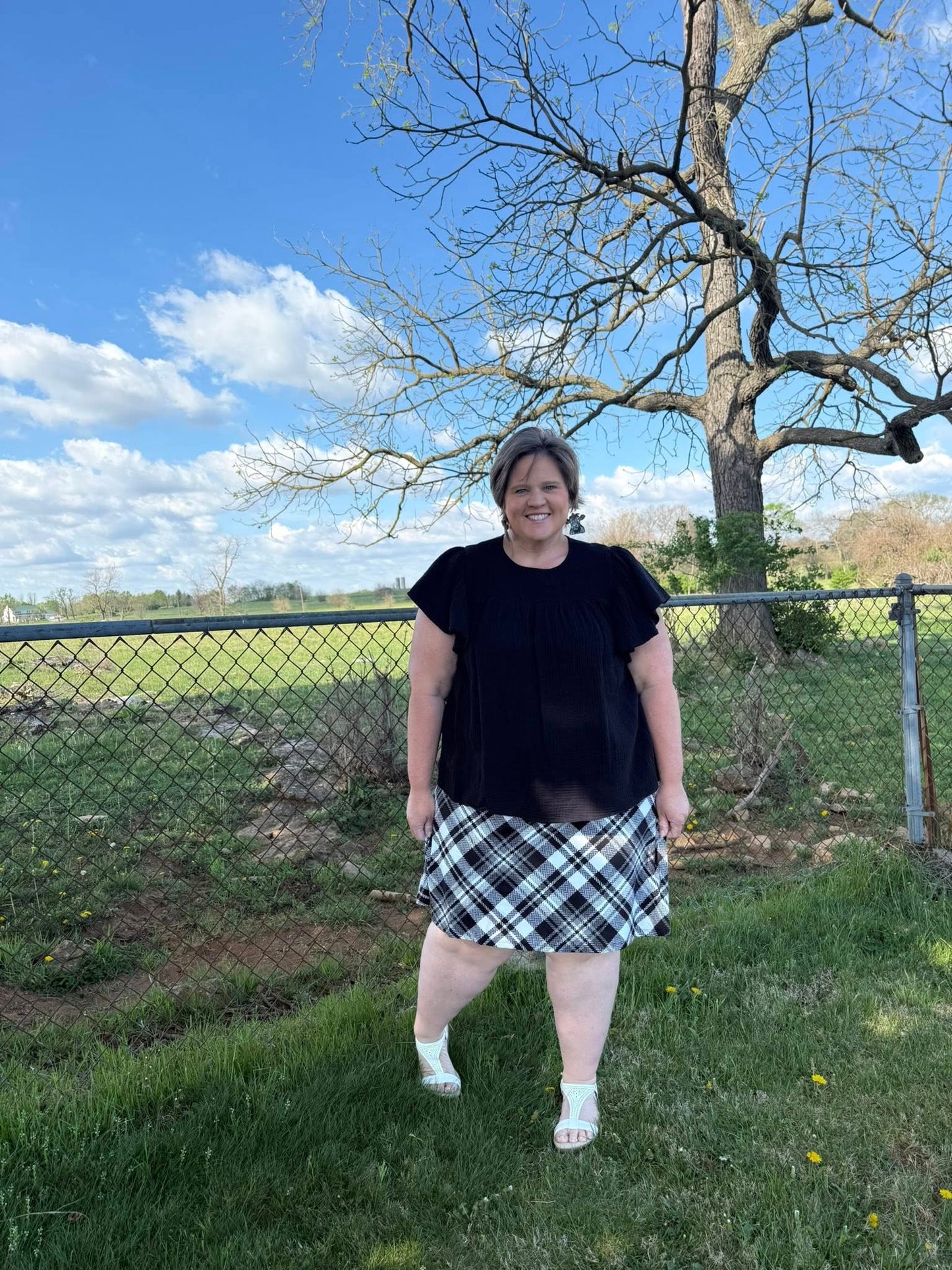 LuLaRoe LuLaRoe Eileen Skort - Classic Black Ivory Plaid 