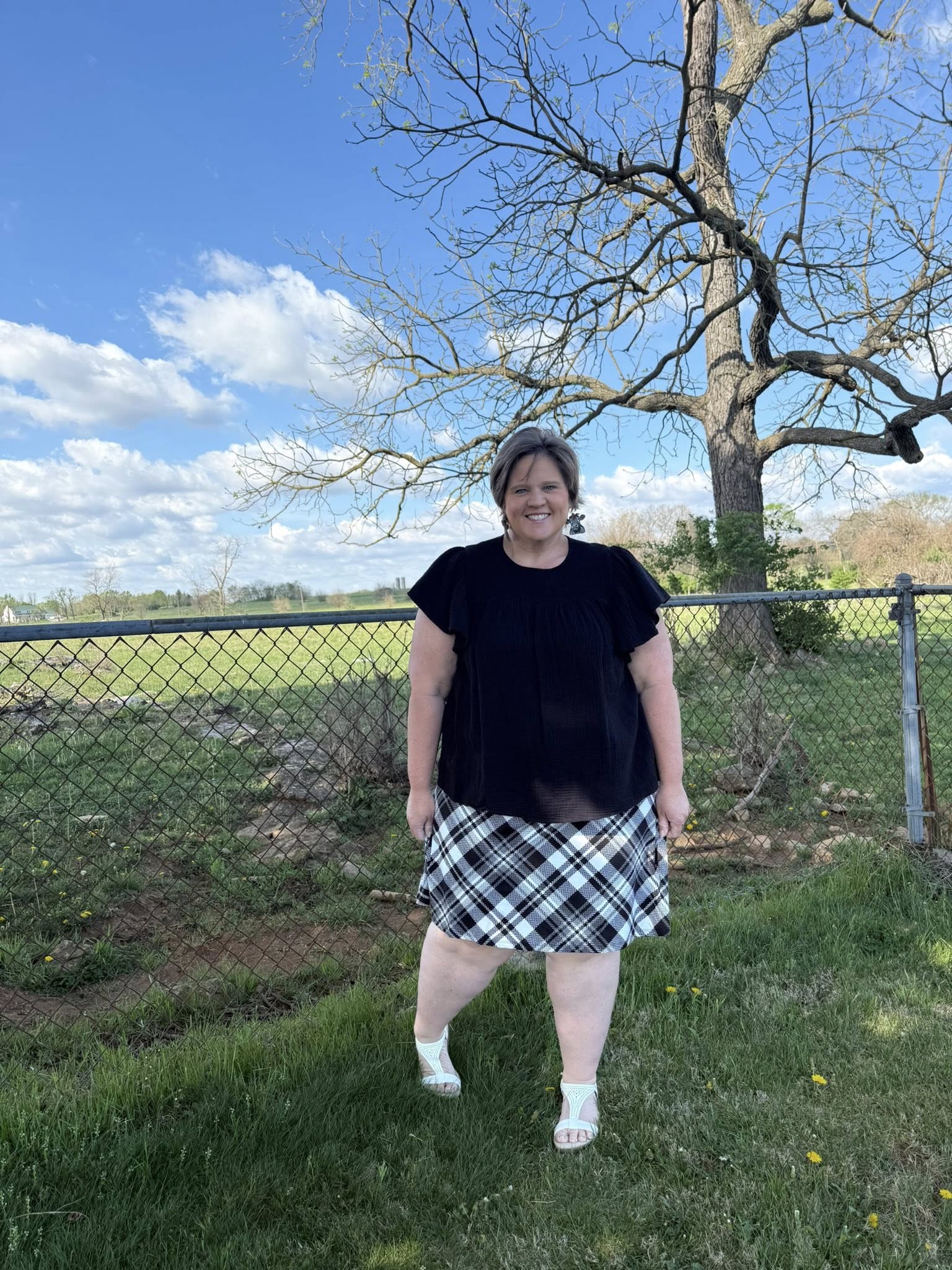 LuLaRoe LuLaRoe Eileen Skort - Classic Black Ivory Plaid 