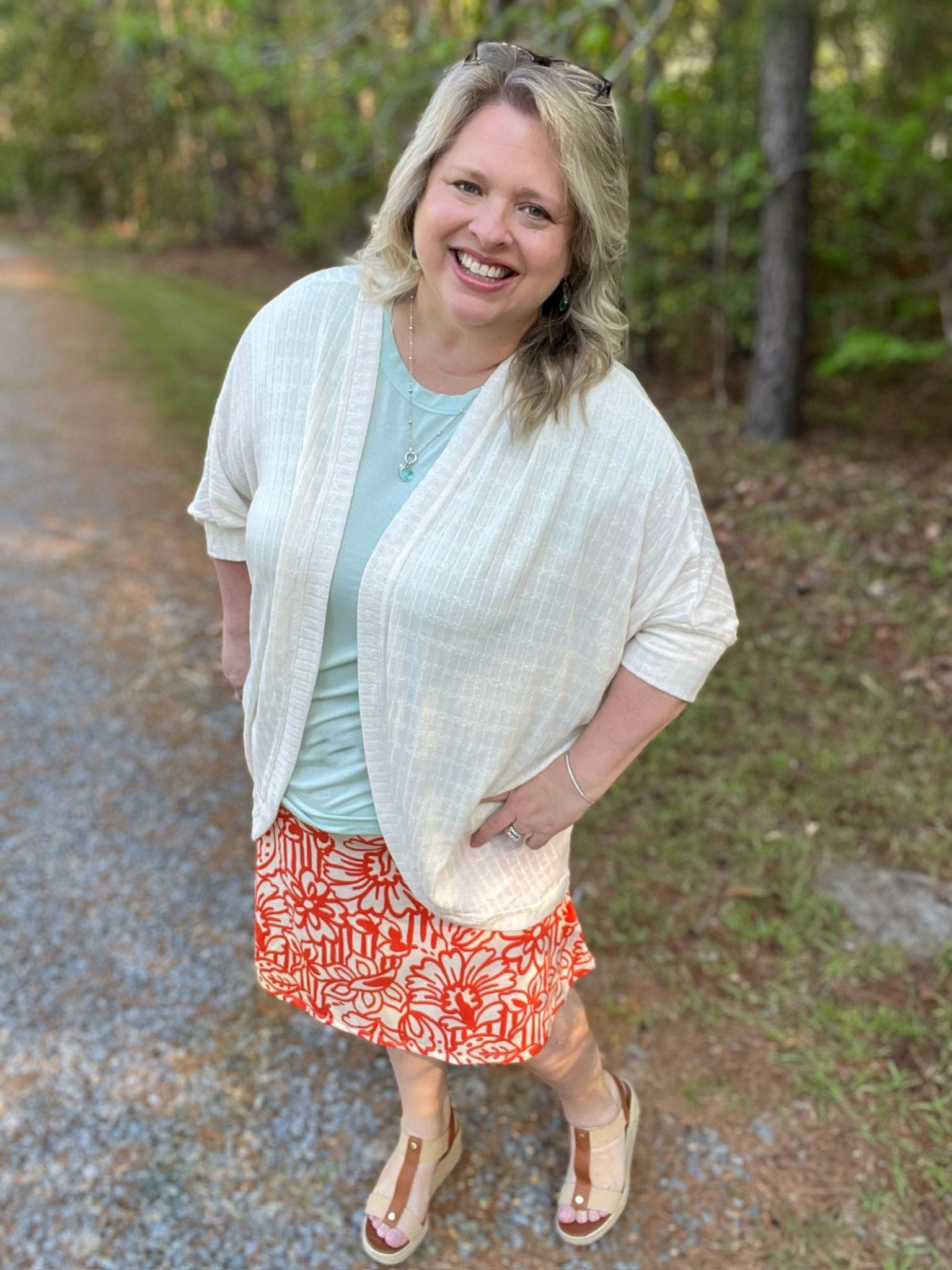 LuLaRoe LuLaRoe Eileen Skort - Poppy Coral Garden Sketch 