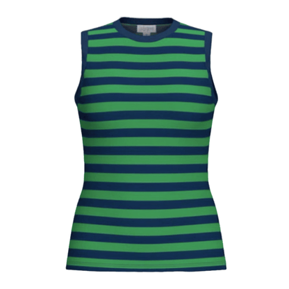 LuLaRoe Davy Rib Tank – Kelly Green & Navy Horizontal Stripe