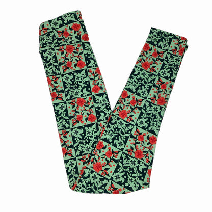 LuLaRoe Holiday Leggings - Poinsettia Patchwork