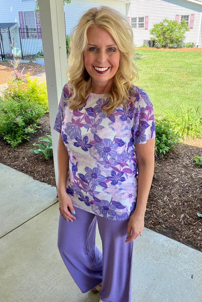 LuLaRoe LuLaRoe Miranda Mesh T - Twilight Hydrangea Haze 