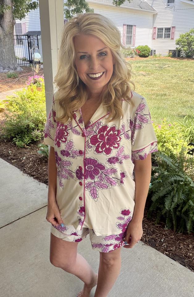 LuLaRoe Candy PJ Set - Orchid Garden Sketch