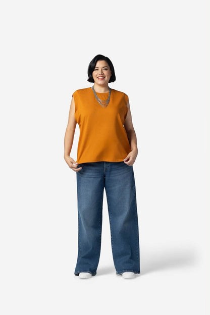 LuLaRoe Suzanne Cap Sleeve Top - Solid Golden Mustard