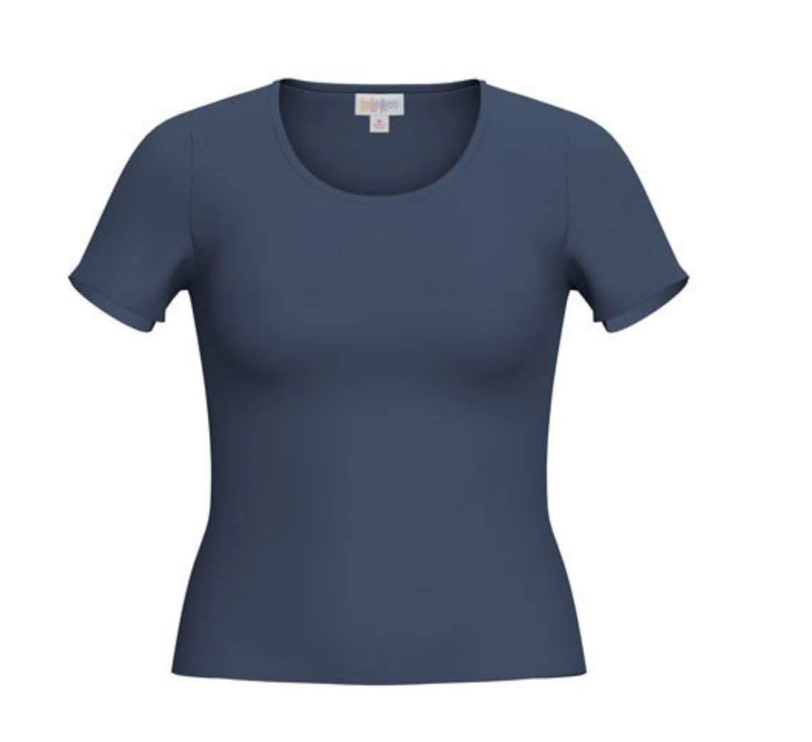 LuLaRoe Lani Scoop Neck Top - Solid Denim Blue