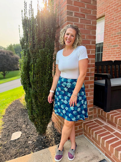 LuLaRoe Eileen Skort - Navy & Teal Daisy Floral