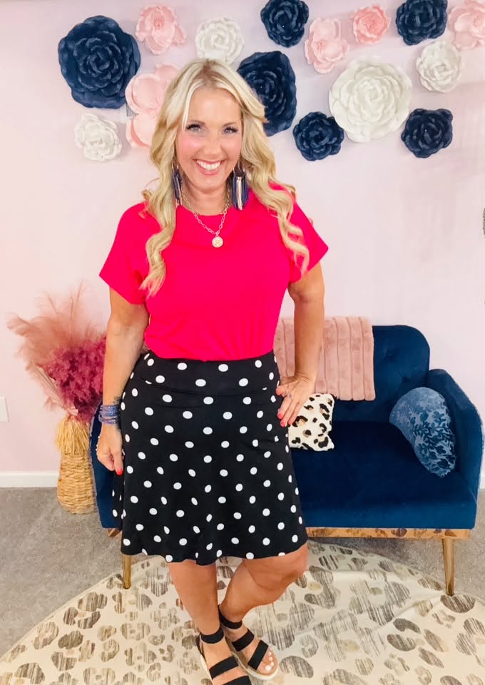 LuLaRoe Eileen Skort - Black & White Polka Dot