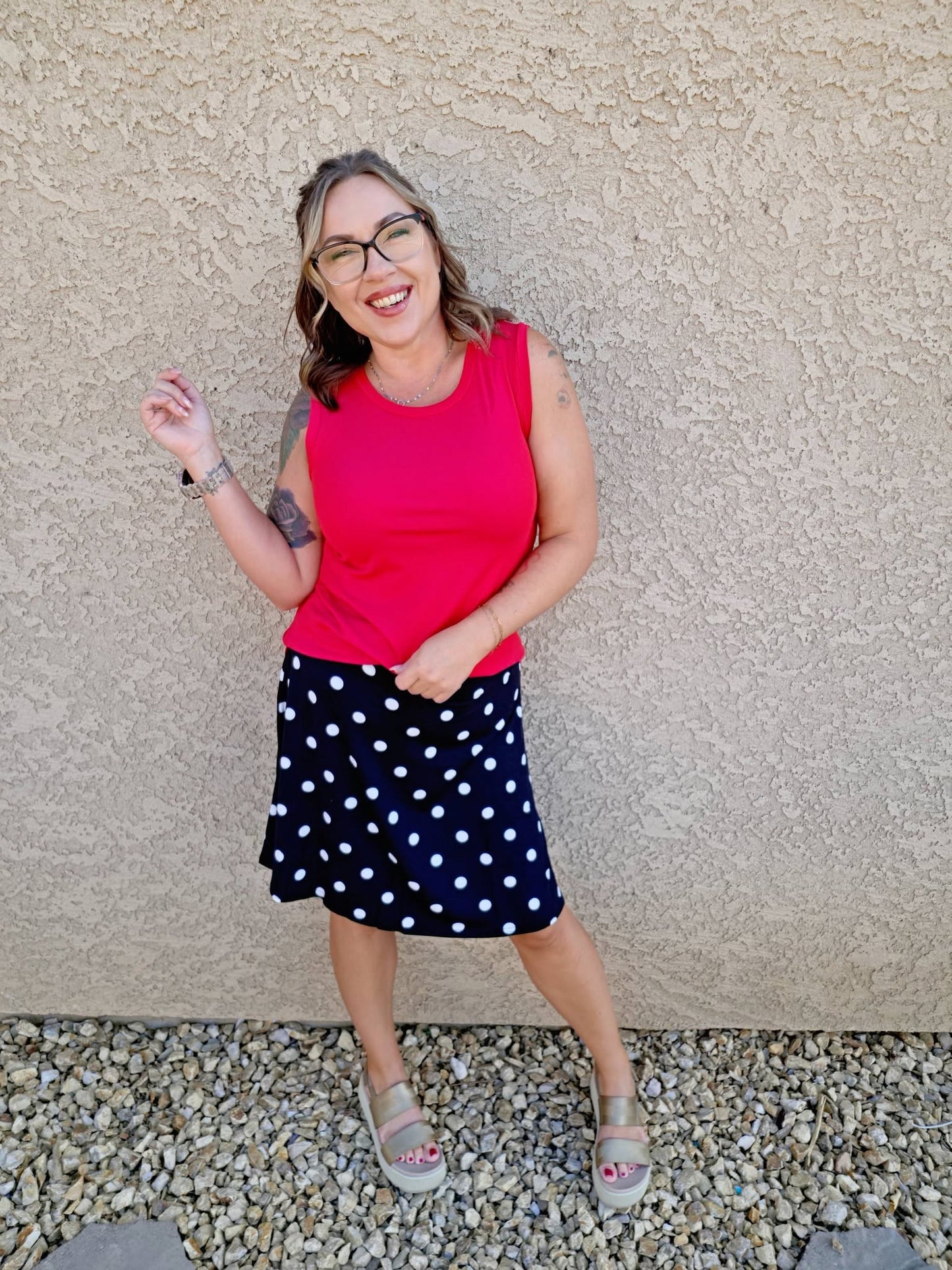 LuLaRoe Eileen Skort - Black & White Polka Dot