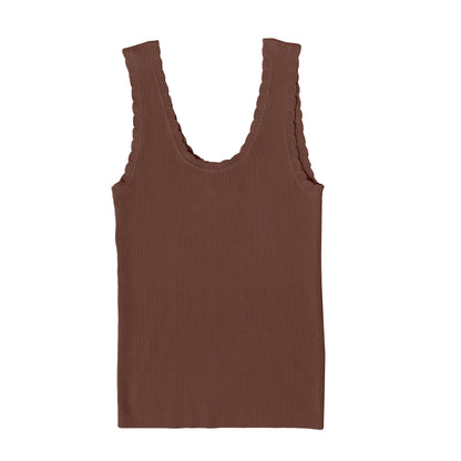 LuLaRoe Maydene Scallop Edge Tank – Solid Cocoa Brown