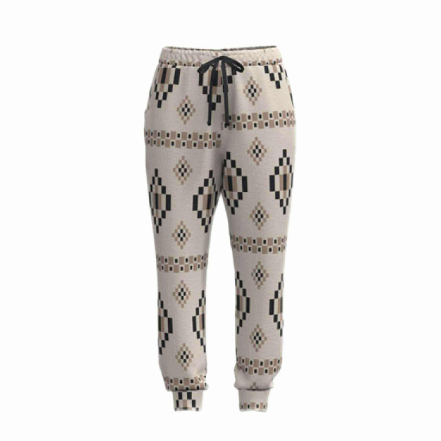 LuLaRoe Boyfriend Jogger - Cream Black Geometric Aztec