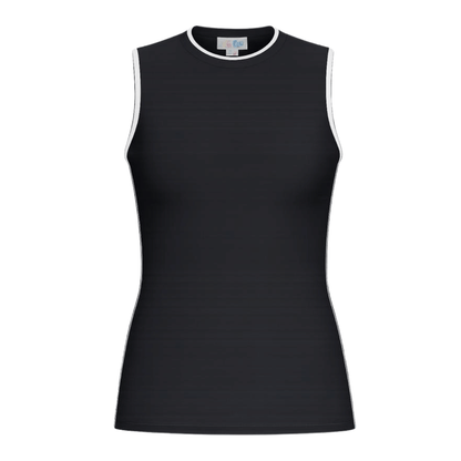 LuLaRoe Davy Rib Tank – Solid Black with White Contrast Trim