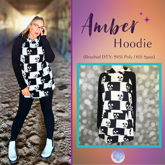 LuLaRoe Halloween 2025 - Amber Hoodie - Checkered Skulls
