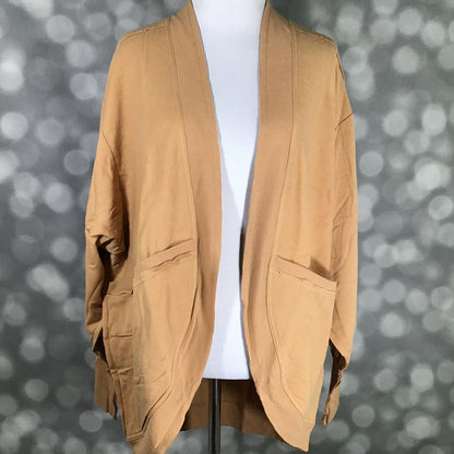 LuLaRoe Kennedy Raw Edge Mixed Media Cardigan - Solid Camel Tan
