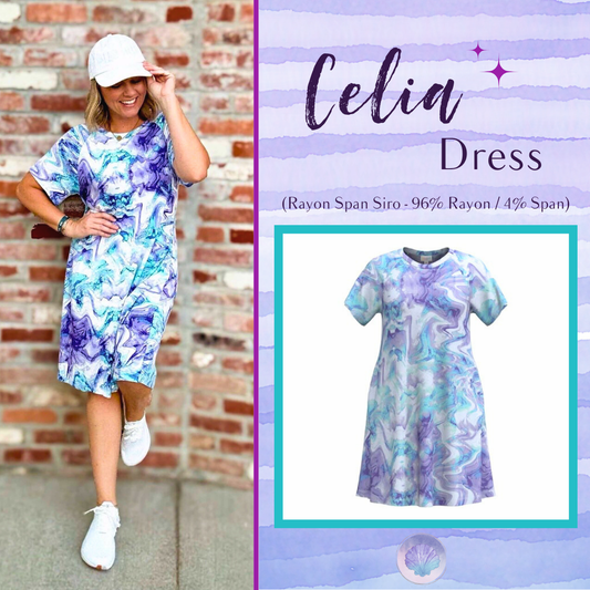 LuLaRoe LuLaRoe Celia Dress - Aqua Amethyst Marble 