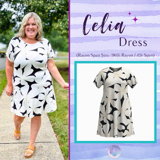LuLaRoe LuLaRoe Celia Dress - Black and White Oversized Floral 