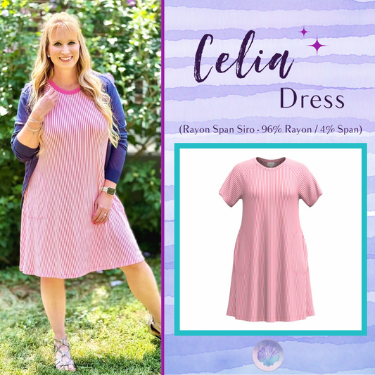 LuLaRoe LuLaRoe Celia Dress - Pink and White Stripe 
