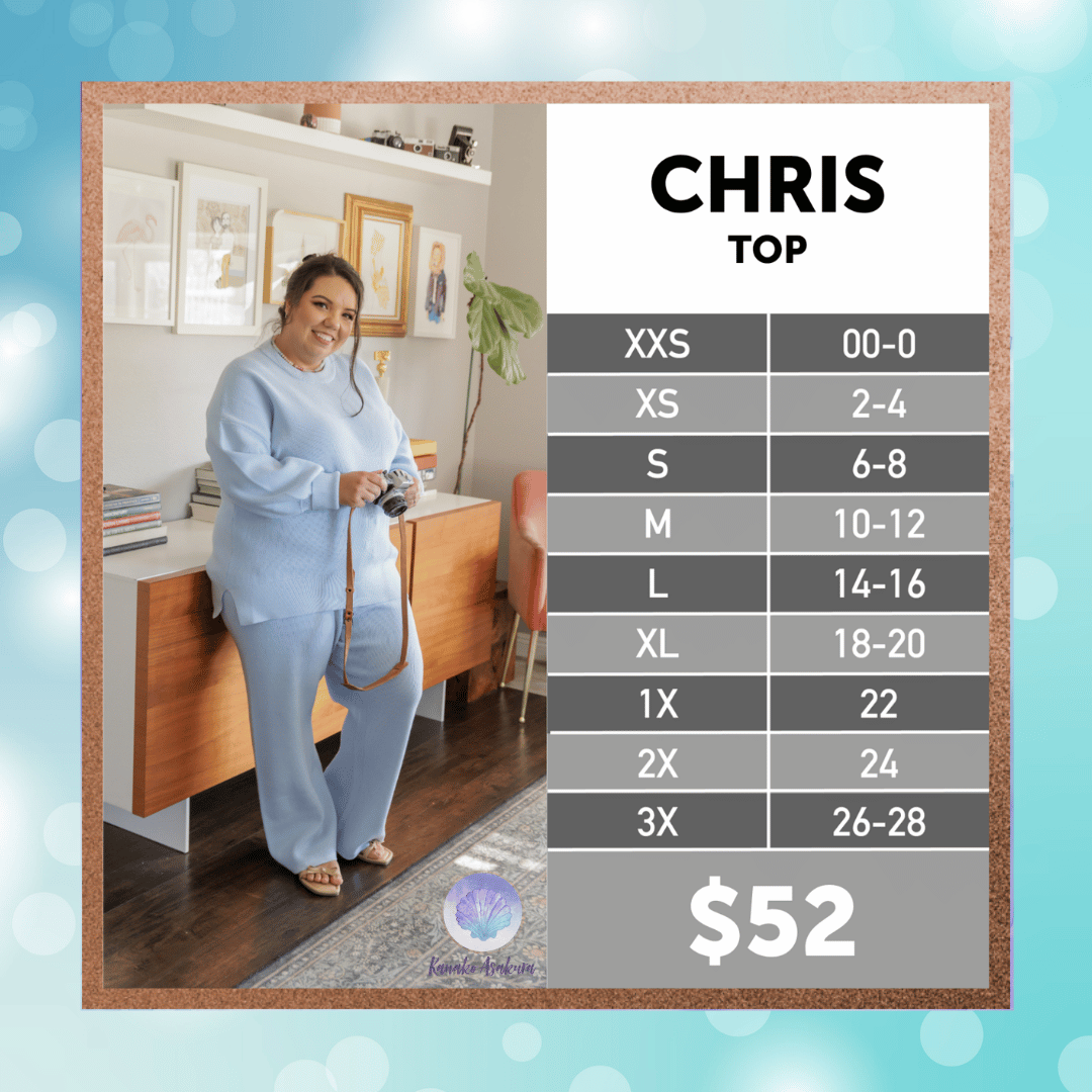 LuLaRoe Cozy Chris updated size chart