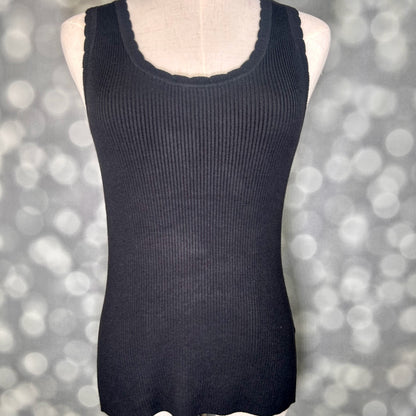 LuLaRoe Maydene Scallop Edge Tank – Solid Black